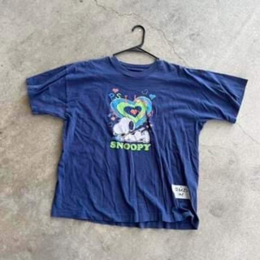 Vintage 90s Snoopy Peanuts 'P.S. I Love You' Blue T-Shirt